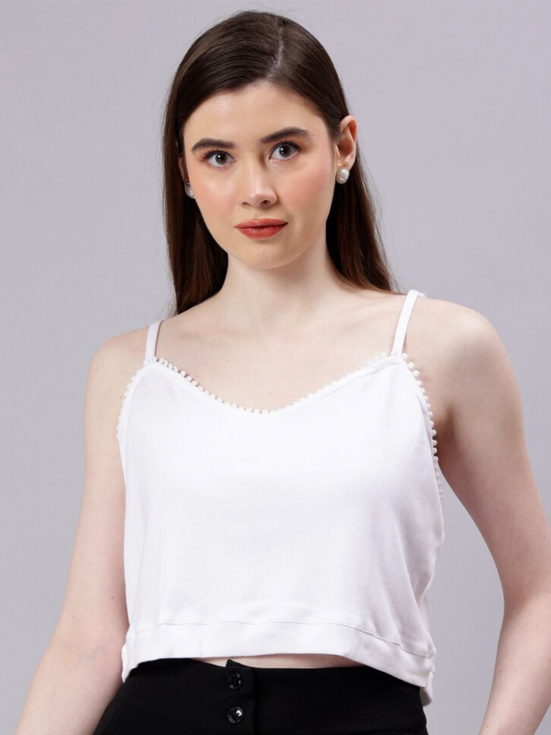 Shoulder Strap Cotton Crop Top